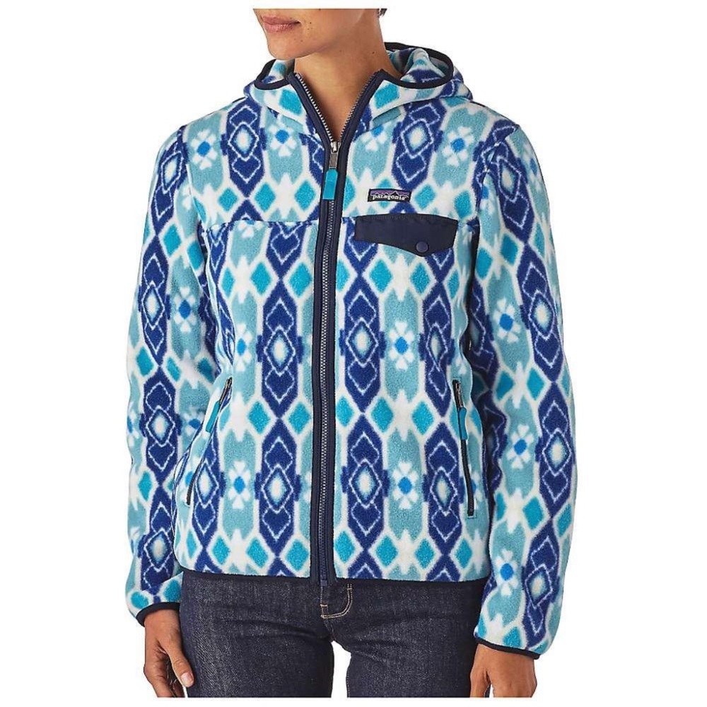 PATAGONIA Synchilla SNAP-T HOODED JACKET Blue Medium NWT